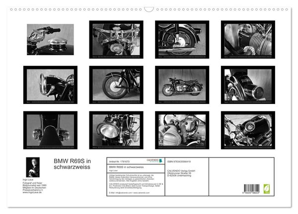 Produktbild: BMW R69S in schwarzweiss (Wandkalender 2025 DIN A2 quer), CALVENDO Monatskalender