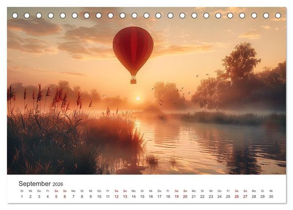 Produktbild: Freiheit im Wind - Mit dem Ballon durchs Jahr (Tischkalender 2026 DIN A5 quer), CALVENDO Monatskalender