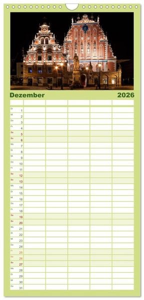 Produktbild: Familienplaner 2026 - Lettland - Streifz&uuml;ge durch das mittlere Baltikum mit 5 Spalten (Wandkalender, 21 x 45 cm) CALVENDO