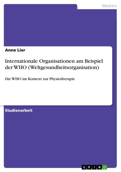 Produktbild: Internationale Organisationen am Beispiel der WHO (Weltgesundheitsorganisation)