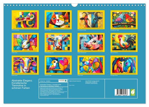 Produktbild: Abstrakte Eleganz. K&uuml;nstlerische Tiermotive in sch&ouml;nen Farben (Wandkalender 2026 DIN A3 quer), CALVENDO Monatskalender
