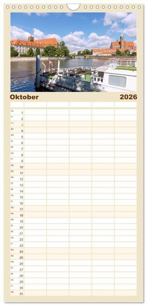 Produktbild: Familienplaner 2026 - Breslau. Polens architektonisches Juwel an der Oder mit 5 Spalten (Wandkalender, 21 x 45 cm) CALVENDO