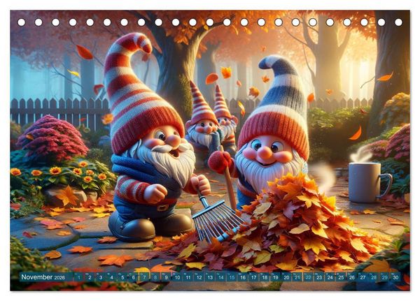 Produktbild: Jahreszeiten im Zwergenreich: Ein Gartenabenteuer (Tischkalender 2026 DIN A5 quer), CALVENDO Monatskalender