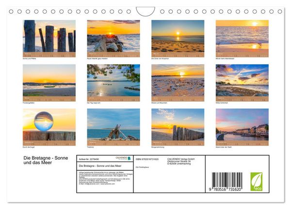 Produktbild: Die Bretagne - Sonne und das Meer (Wandkalender 2026 DIN A4 quer), CALVENDO Monatskalender