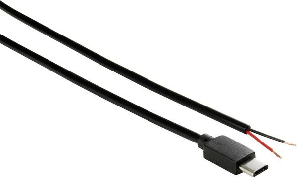Produktbild: TRU COMPONENTS Strom-Kabel Raspberry Pi&reg; [1x USB-C&reg; Stecker - 1x offene Kabelenden] 1.00 m Schwarz