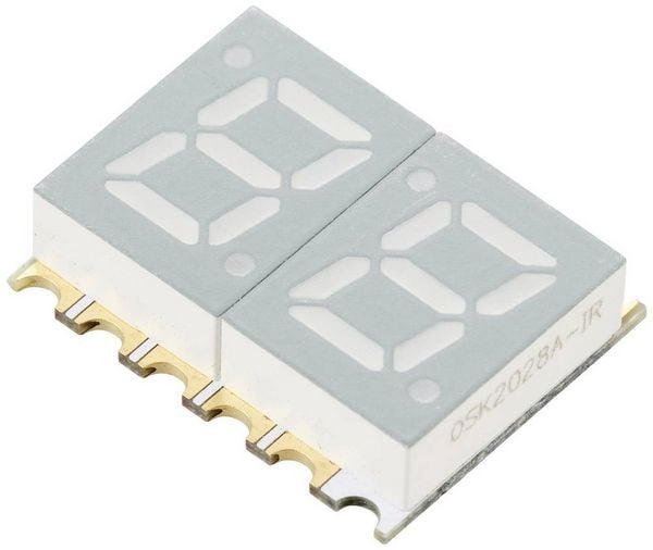 Produktbild: TRU COMPONENTS SMD-LED Gelbgr&uuml;n 6 mcd Zweiziffern-Display