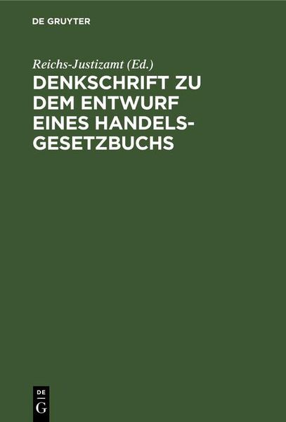 Produktbild: Denkschrift zu dem Entwurf eines Handelsgesetzbuchs