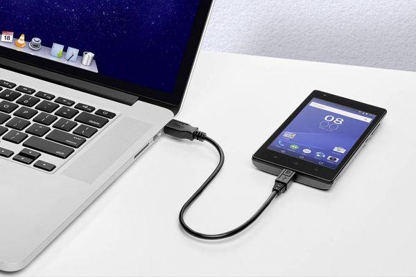 Produktbild: Renkforce USB-Kabel USB 2.0 USB-A Stecker, USB-Micro-B Stecker 0.15 m Schwarz vergoldete Steckkontakte RF-4463073