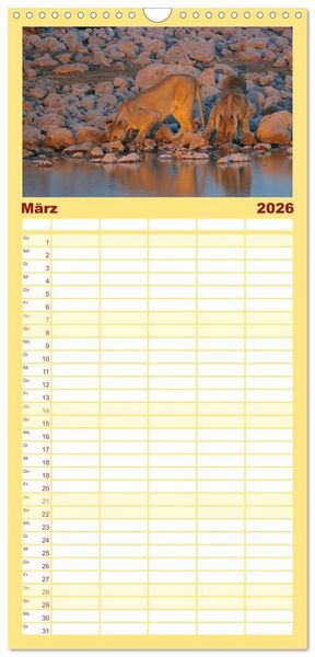 Produktbild: Familienplaner 2026 - Die Magie der K&ouml;nige der Tiere mit 5 Spalten (Wandkalender, 21 x 45 cm) CALVENDO