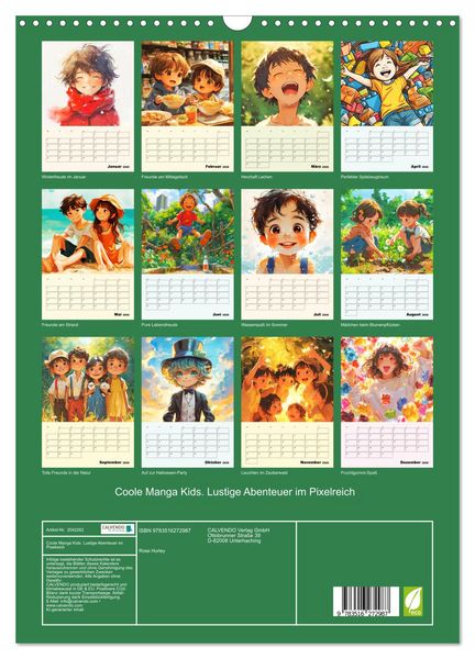 Produktbild: Coole Manga Kids. Lustige Abenteuer im Pixelreich (Wandkalender 2026 DIN A3 hoch), CALVENDO Monatskalender
