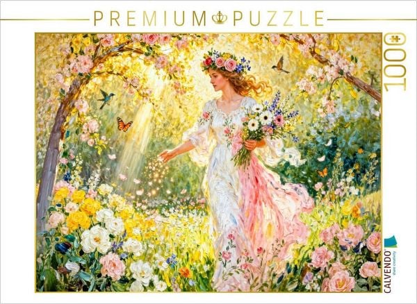 CALVENDO Puzzle Flores - Göttin der Blütenfülle im sonnigen Garten | 1000 Teile Lege-Größe 64x48cm Foto-Puzzle für glückliche Stunden