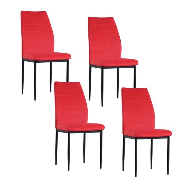HTI-Living Stuhl Madison Velvet rot 4er Set Stuhl Madison Velvet rot 4er Set
