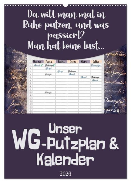 Produktbild: Gothic WG-Putzplan & Kalender 2026 (Wandkalender 2026 DIN A2 hoch), CALVENDO Monatskalender