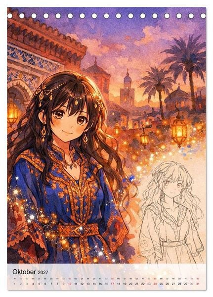 Produktbild: Anime Weltreise (Tischkalender 2027 DIN A5 hoch), CALVENDO Monatskalender