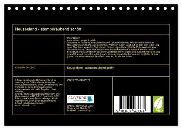 Produktbild: Neuseeland - atemberaubend sch&ouml;n (Tischkalender 2026 DIN A5 quer), CALVENDO Monatskalender