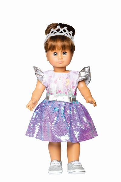 Produktbild: Heless - Puppen-Kleid Fee und Einhorn mit Wendepailletten und silberner Krone