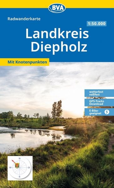 Produktbild: BVA Radwanderkarte Landkreis Diepholz mit Knotenpunkten 1:50.000