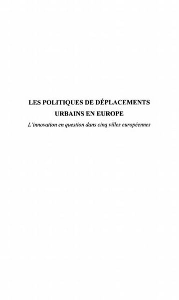 Produktbild: Politique de deplacement urbain en europ