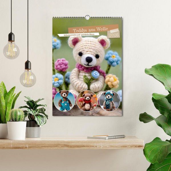 Produktbild: Teddys aus Wolle (Wandkalender 2026 DIN A3 hoch), CALVENDO Monatskalender