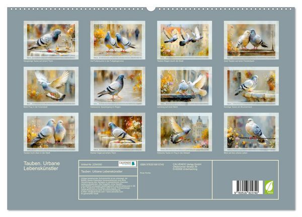 Produktbild: Tauben. Urbane Lebensk&uuml;nstler (hochwertiger Premium Wandkalender 2027 DIN A2 quer), Kunstdruck in Hochglanz