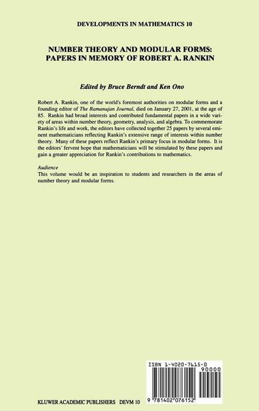 Produktbild: Number Theory and Modular Forms