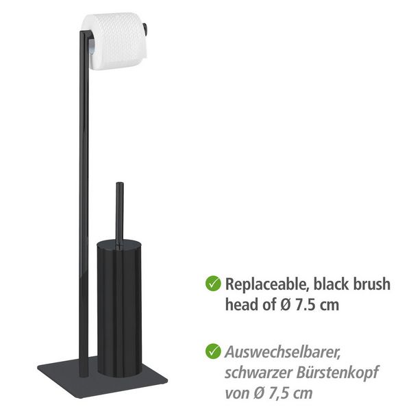 Produktbild: Stand WC-Garnitur Mod. Recco Schwarz, aus lackiertem Stahl