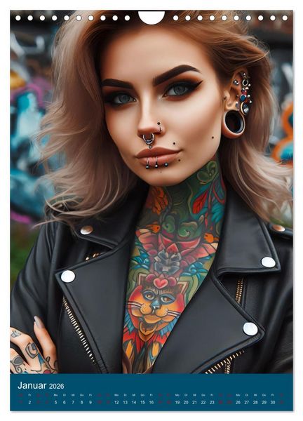 Produktbild: Tattoo und Piercing Women (Wandkalender 2026 DIN A4 hoch), CALVENDO Monatskalender