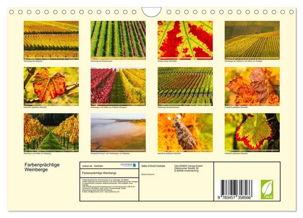 Produktbild: Farbenpr&auml;chtige Weinberge (Wandkalender 2026 DIN A4 quer), CALVENDO Monatskalender