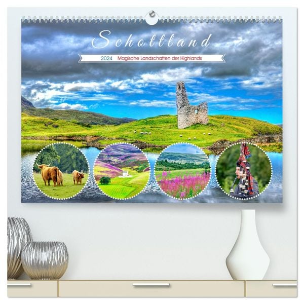 Schottland - Magische Landschaften der Highlands (hochwertiger Premium Wandkalender 2024 DIN A2 quer), Kunstdruck in Hoc