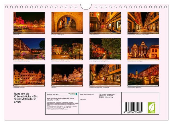 Produktbild: Rund um die Kr&auml;merbr&uuml;cke - Ein St&uuml;ck Mittelalter in Erfurt (Wandkalender 2026 DIN A4 quer), CALVENDO Monatskalender
