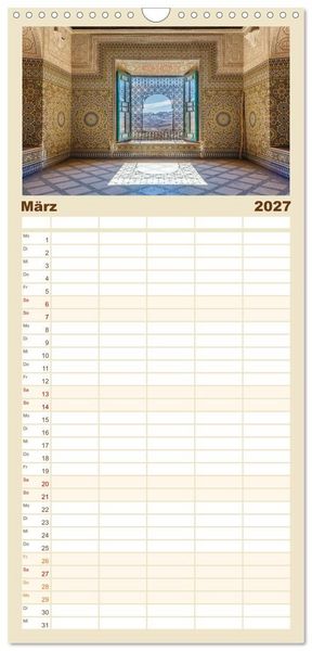 Produktbild: Familienplaner 2027 - Marokko: Marrakesch, Atlas, Sahara, F&egrave;s mit 5 Spalten (Wandkalender, 21 x 45 cm) CALVENDO