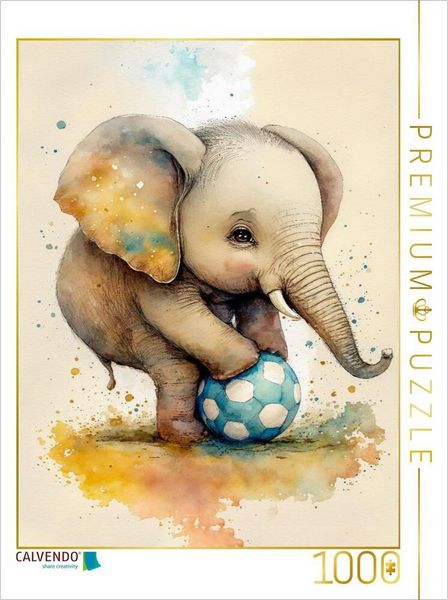 Produktbild: CALVENDO Puzzle Pfiffiger Elefant | 1000 Teile Lege-Gr&ouml;&szlig;e 64x48cm Foto-Puzzle f&uuml;r gl&uuml;ckliche Stunden