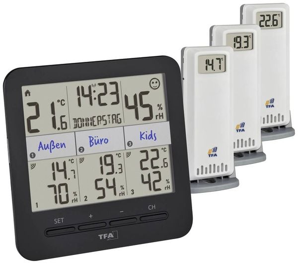 Produktbild: TFA Dostmann KLIMA@HOME 2 Funk-Thermo-/Hygrometer Schwarz 30.3075.01