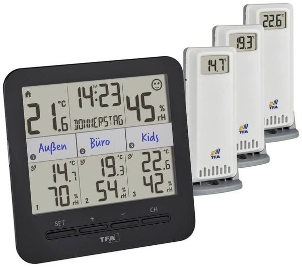 TFA Dostmann KLIMA@HOME 2 Funk-Thermo-/Hygrometer Schwarz