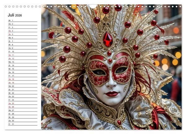 Produktbild: M&auml;rchenhafte Maskerade KI - Karnevalserlebnis in Venedig (Wandkalender 2026 DIN A3 quer), CALVENDO Monatskalender