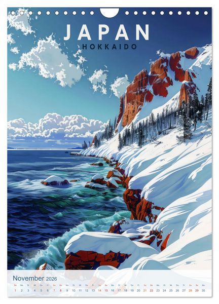 Produktbild: Japan - Old School Poster Style (Wandkalender 2026 DIN A4 hoch), CALVENDO Monatskalender