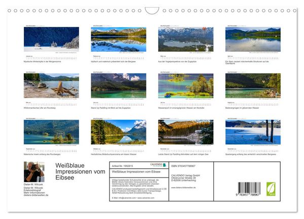 Produktbild: Wei&szlig;blaue Impressionen vom Eibsee (Wandkalender 2026 DIN A3 quer), CALVENDO Monatskalender