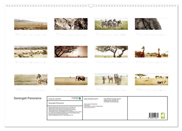 Produktbild: Serengeti Panorama (Wandkalender 2027 DIN A2 quer), CALVENDO Monatskalender