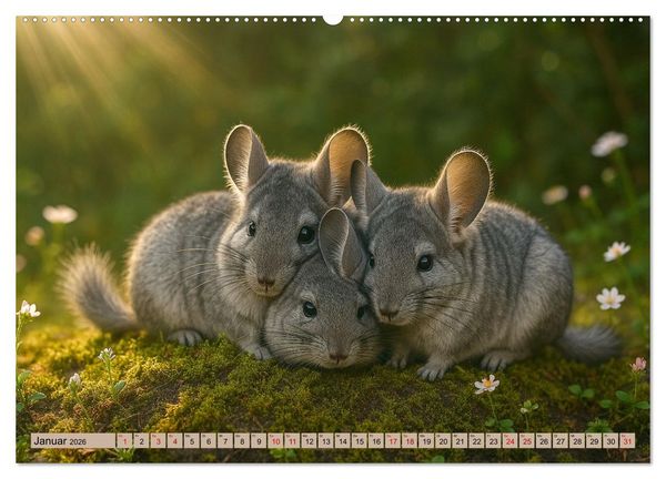 Produktbild: Chinchillas - Meister der Niedlichkeit (Wandkalender 2026 DIN A2 quer), CALVENDO Monatskalender
