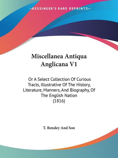 Produktbild: Miscellanea Antiqua Anglicana V1