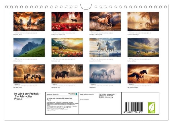 Produktbild: Im Wind der Freiheit - Ein Jahr voller Pferde (Wandkalender 2026 DIN A4 quer), CALVENDO Monatskalender