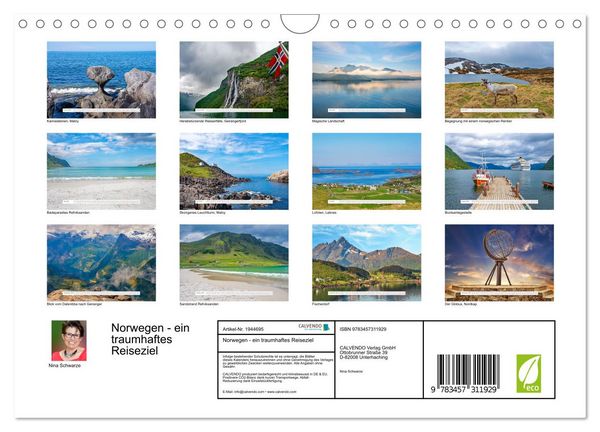 Produktbild: Norwegen - ein traumhaftes Reiseziel (Wandkalender 2026 DIN A4 quer), CALVENDO Monatskalender