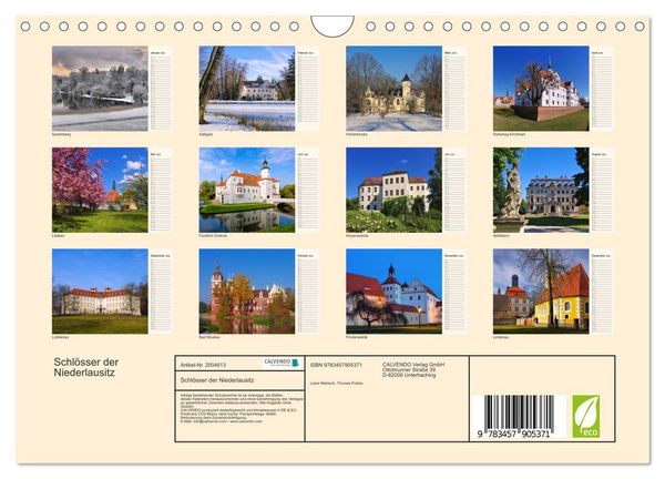 Produktbild: Schl&ouml;sser der Niederlausitz (Wandkalender 2026 DIN A4 quer), CALVENDO Monatskalender
