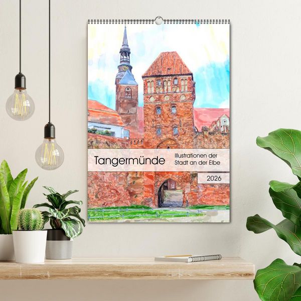 Produktbild: Tangerm&uuml;nde - Illustrationen der Stadt an der Elbe (Wandkalender 2026 DIN A2 hoch), CALVENDO Monatskalender