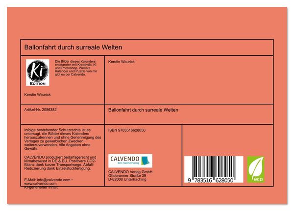 Produktbild: Ballonfahrt durch surreale Welten (Tischkalender 2026 DIN A5 quer), CALVENDO Monatskalender