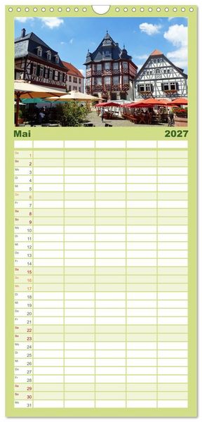 Produktbild: Familienplaner 2027 - Liebliche Bergstra&szlig;e - Burgen, Wein und Fachwerk mit 5 Spalten (Wandkalender, 21 x 45 cm) CALVENDO