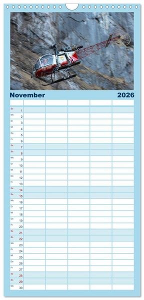 Produktbild: Familienplaner 2026 - Helikopter in der Luft mit 5 Spalten (Wandkalender, 21 x 45 cm) CALVENDO