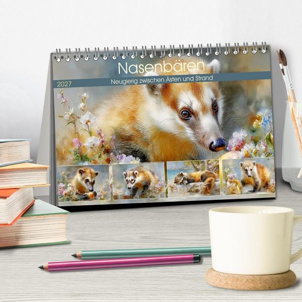 Produktbild: Nasenb&auml;ren. Neugierig zwischen &Auml;sten und Strand (Tischkalender 2027 DIN A5 quer), CALVENDO Monatskalender