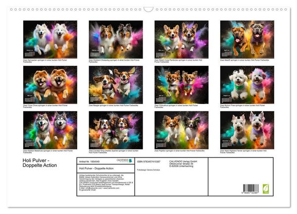 Produktbild: Holi Pulver - Doppelte Action (Wandkalender 2026 DIN A2 quer), CALVENDO Monatskalender