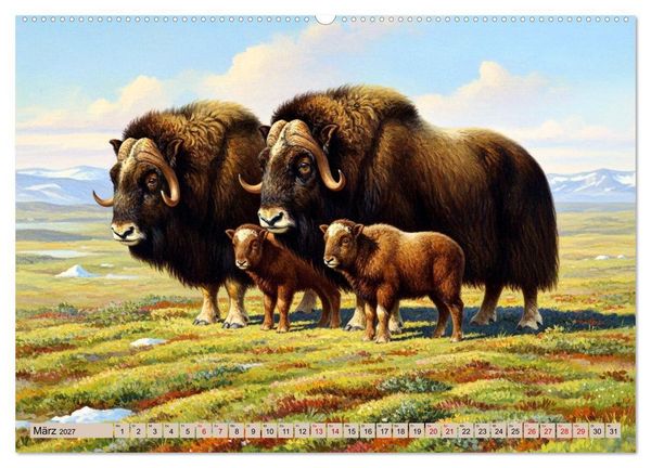 Produktbild: Nordische Tiere wie aus alten Zeiten (Wandkalender 2027 DIN A2 quer), CALVENDO Monatskalender